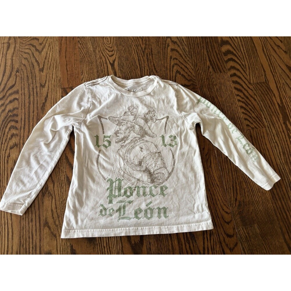 Peek 100% Cotton Beige Ponce De Leon Boy’s Size Small 4/5 Long Sleeve‎ T-Shirt